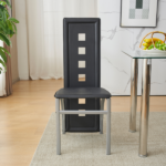 Same Code 02878244 5 Pieces Dining Table Set for 4, Kitchen Room Tempered Glass Dining Table, 4 Chairs, Black Table legs are silvery - Image 12