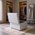 Light Gray Linen-Textured Storage Ottoman with Rubber Feet – 63×43×43cm Bench for Entryway, Bedroom or Living Room - Image 6
