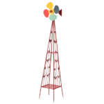 6.2ft Red 4-Blade Iron Windmill with 4-Leg Stand and Storage Shelf - Image 2