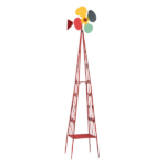 6.2ft Red 4-Blade Iron Windmill with 4-Leg Stand and Storage Shelf - Image 3