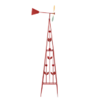 6.2ft Red 4-Blade Iron Windmill with 4-Leg Stand and Storage Shelf - Image 4