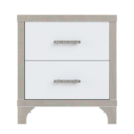 Elegant High Gloss Nightstand with Metal Handle,Mirrored Bedside Table with 2 Drawers for Bedroom,Living Room,White - Image 4