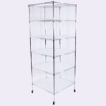 6-Layer Chrome Plated Polygonal Corner Shelf with 2" PP Wheels 680*680*1800 Silver - Image 6