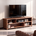 Dark Brown Particle Board TV Stand, 70.07"×15.75"×24.4" Double Layer Entertainment Center with Open Storage Shelves, Modern TV Console for Living Room & Bedroom - Image 7