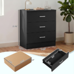 3-Drawer Chest with Textured Finish Drawer Dresser 22.05*12.99*25.98in Black - Image 5
