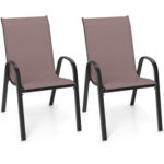 Navy 2 Pack Stackable Patio Dining Chairs, Ergonomic Steel Frame Breathable Fabric Outdoor Chairs 330 LBS Capacity - Image 23