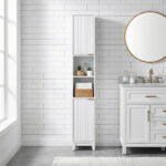 White particleboard with melamine veneer and MDF grid vacuum forming, 30*28*170cm, two doors and two shelves, bathroom vanity - Image 2