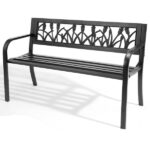 49in PVC Tulip Backrest Iron Bench Black - Image 19