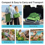 17 Inch Seat Height Beach Chair for Adults, Folding Portable Camping Chair with Headrest, Cup Holder, Side Pocket & Bottom Storage Bag, 7-Position Adjustable Aluminum Beach Chair, Heavy Duty 265 LBS Capacity, Oxford Fabric for Beach, Patio, Pool, Summer Palm Print - Image 6