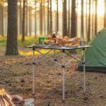 Silver 28" Foldable Camping Table with Aluminum Top, 150 lbs Capacity Portable Picnic Table with Carry Bag - Image 7