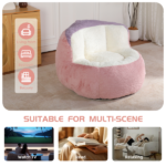 Oversized Bean Bag Chairs,Multicolor Faux Fur Couch Filled with Shredded Sponge,Large Lounger Sofa For Living Room,No Assembly Required , Pink+White+Purple - Image 8