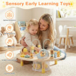 7-in-1 Wooden Baby Activity Table 12M+ Sensory Play Table with Music & Shape Sorting - Image 10