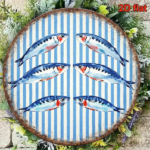 CIFbuy Vintage Sardine Wall Sign Round Seafood Plaque Mediterranean, "" Vintage Sardine, Wall Sign Round Seafood Plaque Mediterranean Nautical Decor TikTok, Temu Self-pickup Logiecics - Image 5