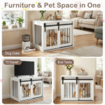 31.5" Dog Crate Furniture with Sliding Barn Door, Wooden Dog Kennel End Table for Indoor Use - White - Image 8
