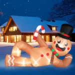9.8ft Reclining Gingerbread Man, 6 LED Lights, Drawstring Bag, Christmas Inflatable Decoration, 12V, 1500mA, US Standard - Image 7