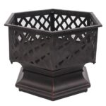 22" Hexagonal Shaped Iron Brazier Wood Burning Fire Pit Decoration for Backyard Poolside - Image 19