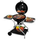 Kettle Charcoal Grill with 2 Side Tables, Storage Shelf, Upgraded Ash Catcher, Thermometer, Air Vents, Outdoor Cooking Barbecue Grill with Wheels - Image 10