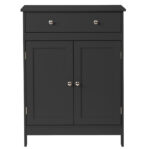 Black particleboard with melamine veneer, 60*30*80cm, double doors, single drawer, bathroom vanity - Image 13