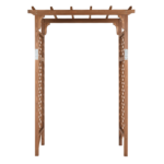 [Same Code 70748191]152*60*215cm Beautiful And Practical Flat-Topped Wooden Arch Garden Arch Dark Brown - Image 2