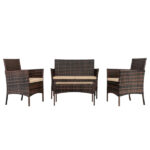2pcs Arm Chairs 1pc Love Seat & Tempered Glass Coffee Table Rattan Sofa Set Brown Gradient SAME AS 45313116 - Image 24