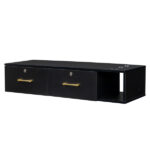15cm E0 particleboard with hemp surface, two draws and three holes with lock, salon cabinet, black - Image 8