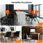 2 Pack Stackable Conference Room Chairs with Wheels, Folding Office Chair with Rebound Back, Padded Seat for Training Room, Guest, Reception, Event, Capacity 350lbs, Orange - Image 17
