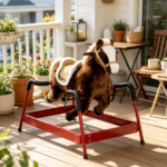 Dark Brown Interactive Kids Ride on Horse – Spring Rocking Horse with Sounds, Plush Soft Feel Animal Ride-on Toy - Image 5