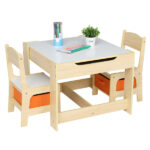 Children's Wooden Table And Chair Set With Two Storage Bags (One Table And Two Chairs) - Image 2