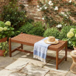 44" Teak Oil Hardwood Backless Outdoor Bench, 530 LBS Load Capacity Patio Dining Bench - Image 2
