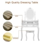Modern Concise 4-Drawer 360-Degree Rotation Removable Mirror Dresser White =32759839 - Image 9