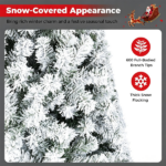 6 FT Snow Flocked Artificial Christmas Tree with 600 Branch Tips, Hinged PVC Xmas Tree Foldable Metal Stand Flame Retardant for Home Office Holiday Party Decor White Green - Image 6