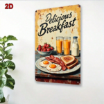 CIFbuy 1PC 8x12 Inch Vintage Metal Sign, Fried Eggs Bacon Toast Breakfast Wall Art, Waterproof Rustproof Iron Plaque, Retro Kitchen Dec TikTok, TikTok, Dec Self-pickup Logiopics