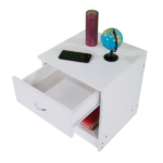 1-Drawer Bedside Table with Open Storage Space 2pcs Particleboard with Textured Melamine Surface Storage Cabinet 15.75*11.81*19.69in White - Image 18
