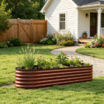 Brown 7.9' x 2' x 1.4' Galvanized Raised Garden Bed – Metal Planter Box with Safety Edging for Outdoor Gardening