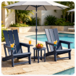 Blue Weatherproof HDPE Outdoor Adirondack Chair, 330LBS Capacity Ergonomic Patio Lounge Chair with Built-in Cup Holder, Snap-Together Tool-Free Assembly for Poolside Backyard - Image 6