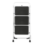 Home Use 3-Step Short Handrail Iron Ladder Black & White - Image 9