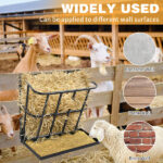 Large Capacity Hay Feeder with Detachable Grain Tray, Heavy Duty Steel 2 in 1 Hay Rack, Multiple Sided Goat Feeding Rack for Sheep Farm Livestock Indoor Outdoor, Black - Image 7