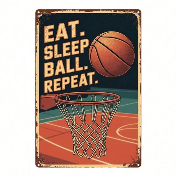 CIFbuy 1pc 2D Flat Metal Sign Basketball Sports Theme Wall Art, Minimalist Iron Sign For Man Cave Home Office Bathroom Bedroom Garden D TikTok, TikTok, Self-pickup Logiopics