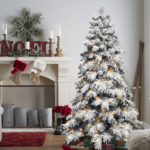 Artificial 6ft Flock LED-lit Christmas Tree with 594PE/PVC Mixed Branch Tips,Hinged Premium & Foldable Base for Indoor Holiday Decorating - Image 6
