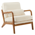 Low Arm Accent Chair - Off-White Corduroy Upholstered Indoor Lounge Chair, Compact Single Seater with Sturdy Frame (330LBS Weight Capacity) - Image 8
