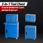 Tool Chest, 5-Drawer Rolling Tool Storage Cabinet with Detachable Top Tool Box, Liner, Universal Lockable Wheels, Adjustable Shelf, Locking Mechanism, Metal Tool Cart for Garage Workshop - Image 6