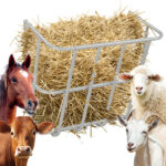 Large Capacity Hay Feeder, Heavy-Duty Steel Goat Hay Rack, 22.8" Long Wall Mounted Horse Hay Holder, Multiple Sided Feeding Rack for Sheep Farm Livestock Indoor Outdoor, Silver - Image 11