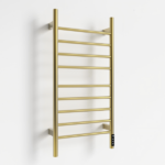 Brushed Gold Heated Towel Rack for Bathroom,Wall Mounted with Intelligent Touch Screen Timer, 9-Bar Towel Warmer, 304 Stainless Steel Polished, Plug-in/Hard-Wired[Unable ship on weekends, TK/TEMU only for pickup, only TX10643 warehouse supports GOFO] - Image 6