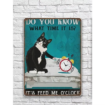 CIFbuy 12x8 Inch Funny Cat Quote Feed Me O'clock Vintage Metal Sign Home Wall Art Decor (TikTok, temu pick-up service) - Image 6