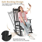 68.5*86*115CM Square Wooden Rocking Chair Wavy Backboard Black - Image 15