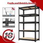 5-Tier Garage Storage Shelves, Heavy Duty Adjustable Shelving Unit, 60" H Garage Rack 2400lbs Metal Utility Shelves for Warehouse, Basement, Pantry, Home Organization - Image 2