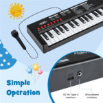 Black 37 Keys Kids Electronic Keyboard with Microphone, 8 Tones & 8 Rhythms Piano Toy for Ages 3+ - Image 7