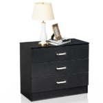 3-Drawer P2 Particleboard Bedside Table with Melamine Finish Drawer Cabinet Lockers 25.98*12.99*22.05in White =61558050 - Image 2