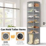 7-tier, 360° rotating wood-plastic composite shoe rack, 60*60*184cm, gray - Image 7