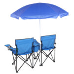 Same Code 57651919 Portable Outdoor 2-Seat Folding Chair with Removable Sun Umbrella Blue - Image 14